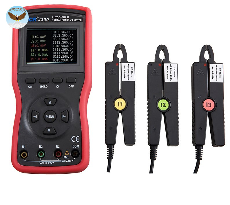 Vôn kế điện tử ba pha ETCR ETCR4300 (Φ8mm, AC 0.00V～600V, AC 0.0mA～20.0A)